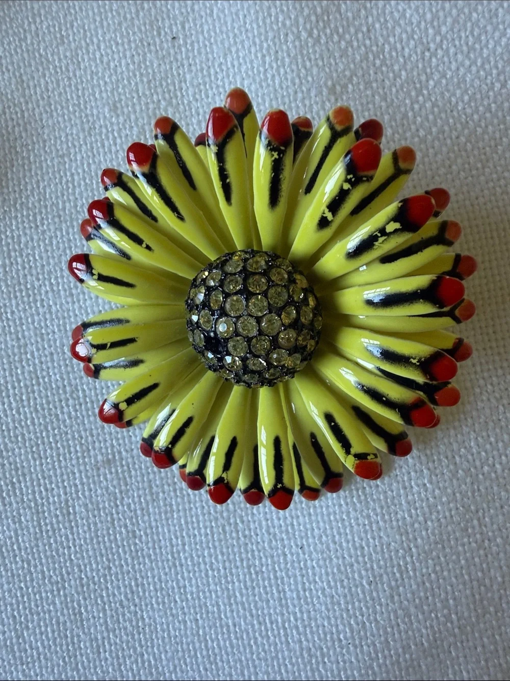 Corocraft Brooch Earrings Yellow Enamel Flower Power Pin Vintage Coro Designer